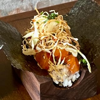 Salmon + Kimchi Hand Roll
